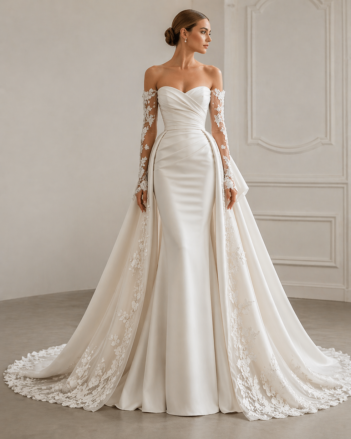 custom design wedding dress Unique Flowly Satin Wedding Dress Bridal Gown Custom made Plus Size Corset Ivory